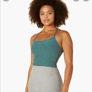 Beyond Yoga Spacedye Slim Racerback Cropped Tank in Light teal/green Size XL